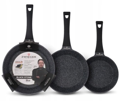 ZWIEGER BLACK STONE SET BRATPFANNEN 3 TLG BRATPFANNEN 20, 24, 28 CM ALU PFANNE