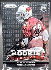 Tyrann Mathieu On Card Rookie Autograph #21 Arizona Cardinals 2013 Panini Prizm. rookie card picture