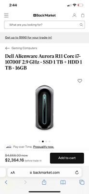 Alienware Aurora R11 10th Gen Intel Core i9 10900KF 10-Core, RTX 3080