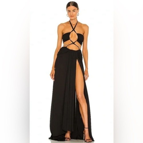 Bronx and Banco Fire Black Noir Cut-Out Maxi Dress Gown - 第 2/10 張圖片
