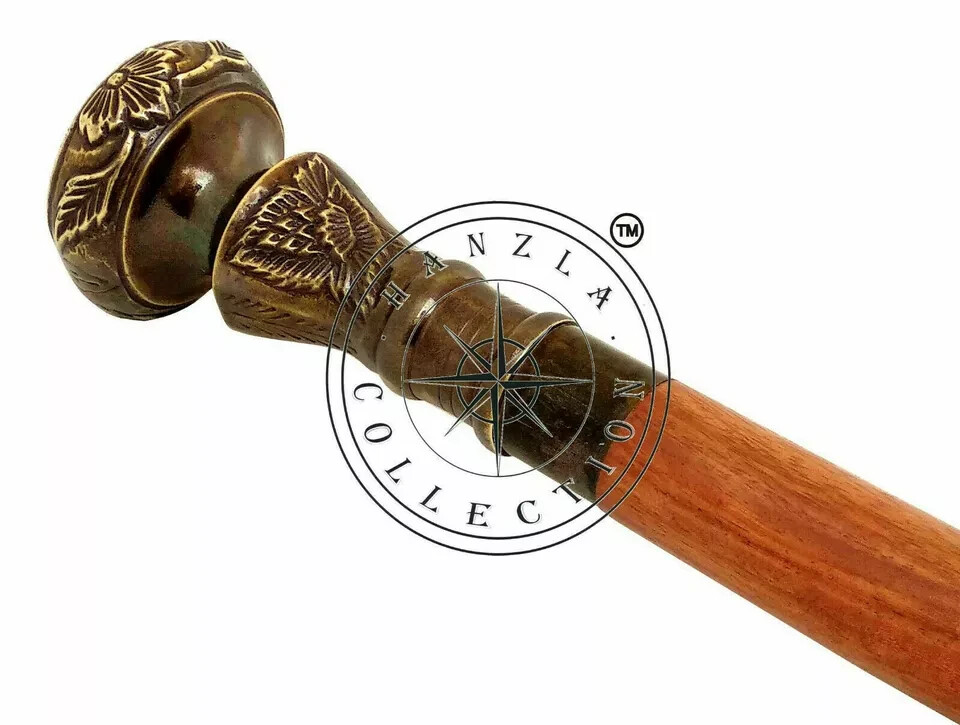 Antique Brass Walking Stick Solid Brass Knob Head… - image 4