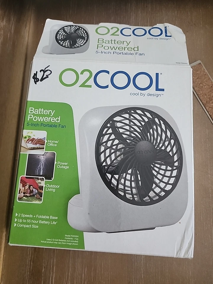 O2 Cool 6.29 in.  H X 5 in.  D 2 speed Personal Fan Tested W/batteries Off White - Imagem 3 de 4