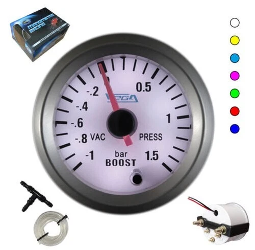 Pressure Gauge VEGA Turbo Pressure -1 For 1.5 BAR 7 Colors White Background 52MM