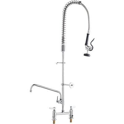 Commercial Faucet with Pre-Rinse Sprayer 44'' Height 8'' Center 12'' Swing Spout