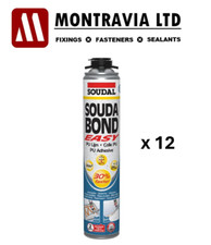 12 x Soudal Soudabond Easy Gun Grade Adhesive Expanding Foam Orange 750ml
