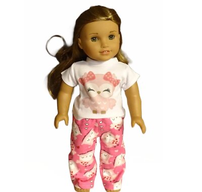  Doll Clothes Handmade Fits 18'' American Girl Owl Pajama Pant Set 