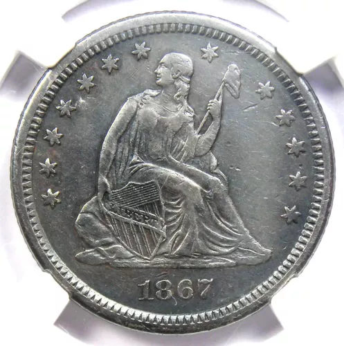 1867-S Seated Liberty Quarter 25C - NGC AU Details - Rare San Francisco Date!