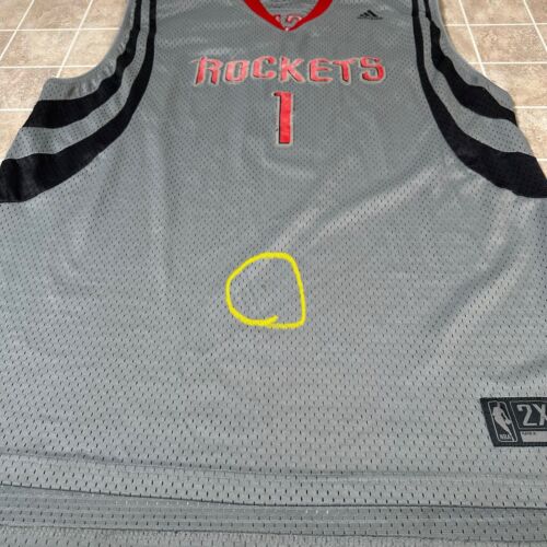 Vintage Adidas Houston Rockets Tracy McGrady #1 Stitched Jersey Gray Silver 2XL - Picture 3 of 12