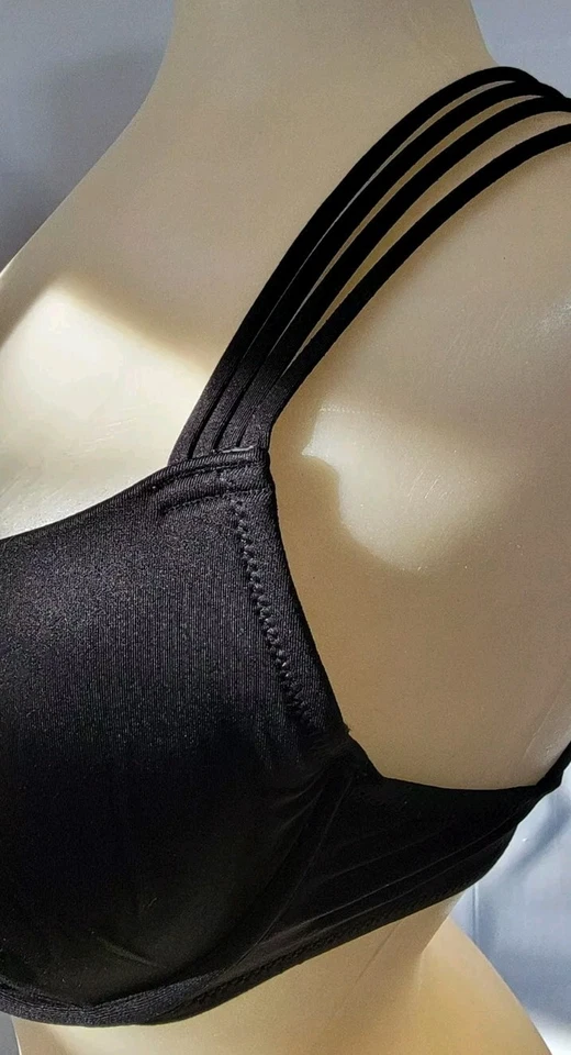 Sujetador pushup negro entrelazado con correas cruzadas 36C tela elástica cierre de hebilla Foto 4 de 4
