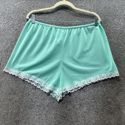 VTG Undercover Wear Lace Trim Sleep Shorts Shorts Women 1X Green USA Made Lounge