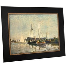 Vintage 1960s CLAUDE MONET Pleasure Boats Framed Wall Art Difac Paris France