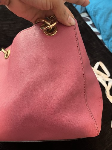 Michael Kors Pink Medium Satchel Top Handle Chain Accents Zip Detachable Strap - Picture 10 of 24