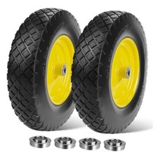 2 Pcs 16 Inch 4.804.00-8 Rubber Solid Flat Free Tires And Yellow-2packs 2 Pcs 16 Inch 4.804.00-8 Rubber Solid Flat Free Tires And Yellow-2packs