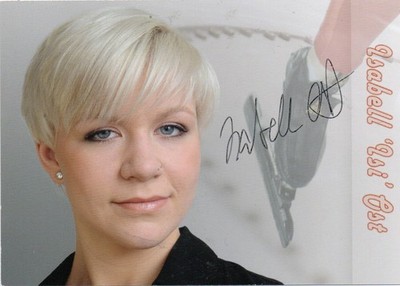 Isabell East (speed skating), signed Postcard