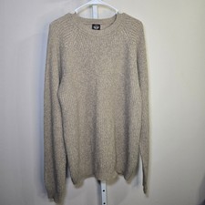 Dockers Mens Crew Neck Ribbed Knit Sweater Size L Beige Acrylic Long Sleeve