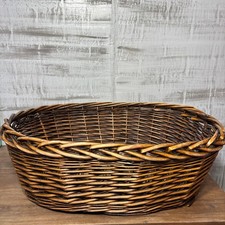 Dark Brown Oval Shaped Wicker Basket