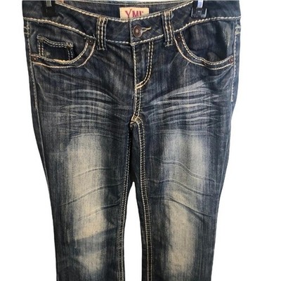 YMI Dark Wash with White Contrast Stitching Straight Leg Jeans Junior's size 3