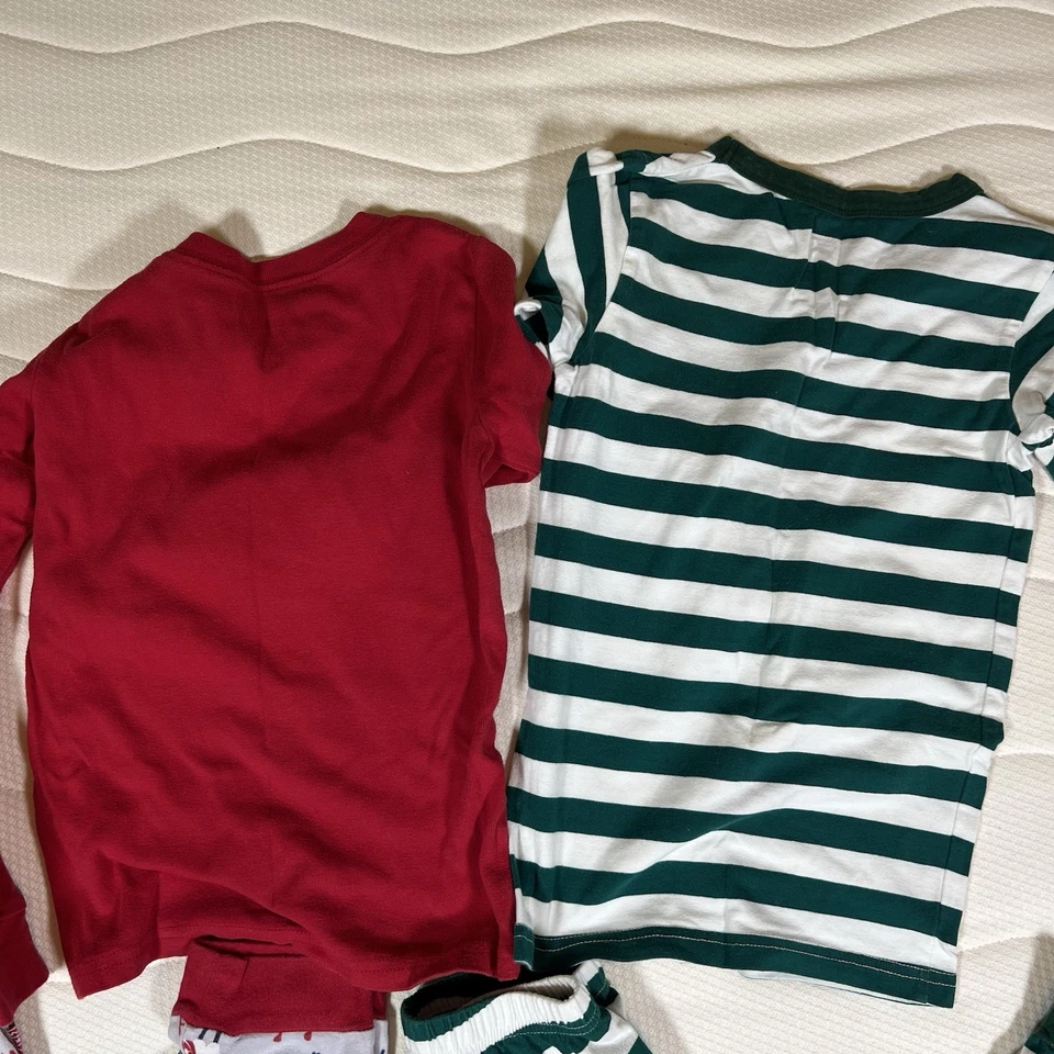 Lote de pijamas navideños ropa de dormir niños niños talla 8, 2 juegos rayas llama V Foto 4 de 4