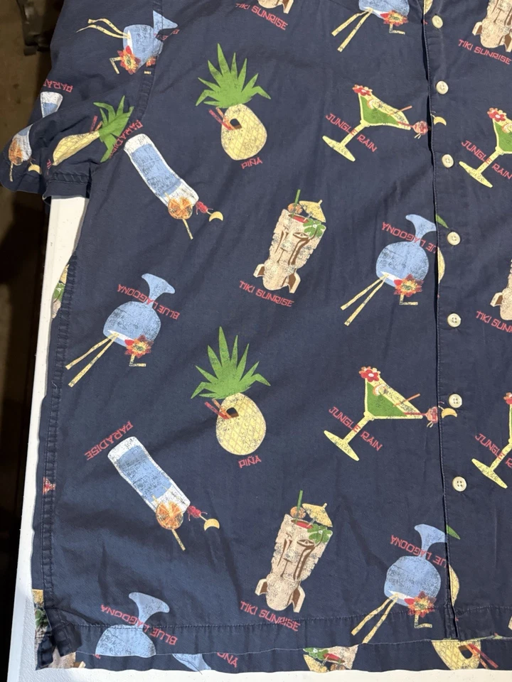 Camisa Hawaiana Aloha XXL Cóctel Bebidas Tiki Paradise Pina-Antigua Marina Para Hombre’s Foto 2 de 4