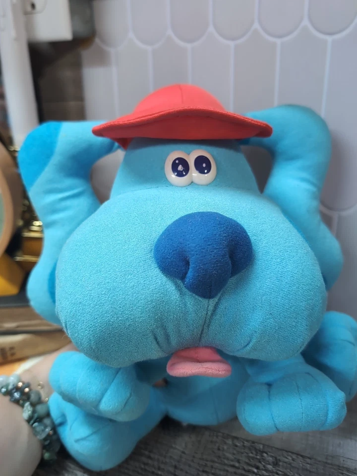 Perro de peluche vintage 1998 Blues Clues “Clue Keeping Blue” con sombrero rojo Foto 2 de 4
