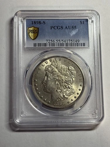 1898-S Morgan Silver Dollar PCGS AU55 Bright White Tough Date