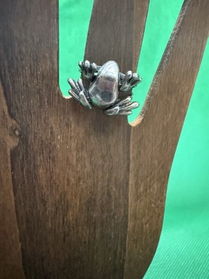 Sterling Silver Frog Ring Size 5 Articulated / Movable Feet