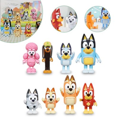8x Bluey Modell Puppen Bluey Kinder Spielzeug Pvc Action Figur Ornament Geschenk