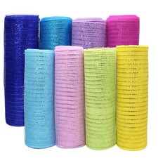 8 Rolls Memorial Day Deco Mesh Ribbon 10in x 30ft Colorful Poly Burlap Decor