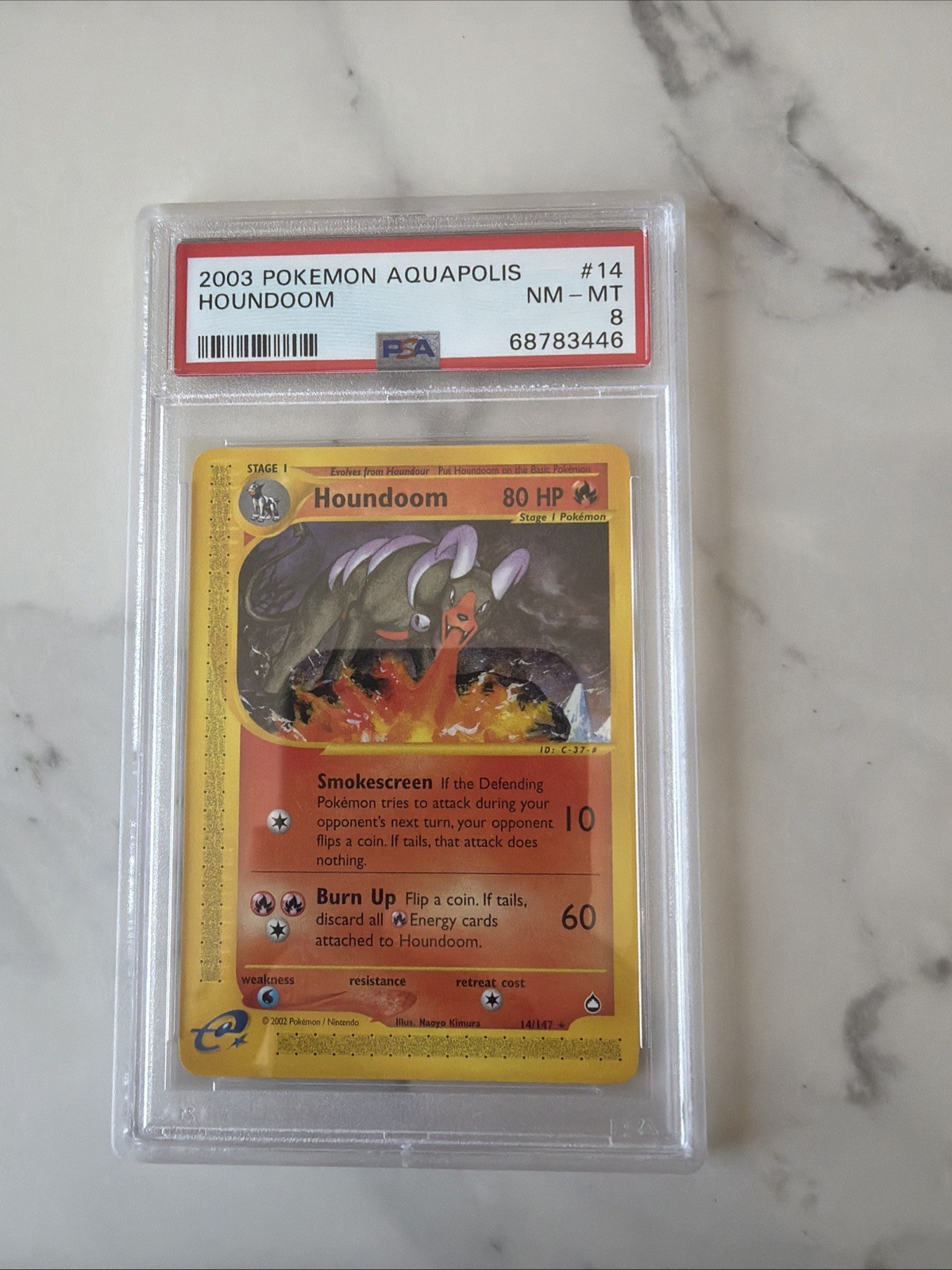 Pokemon Card Houndoom 14/147 Rare Aquapolis PSA 8 NM-MT