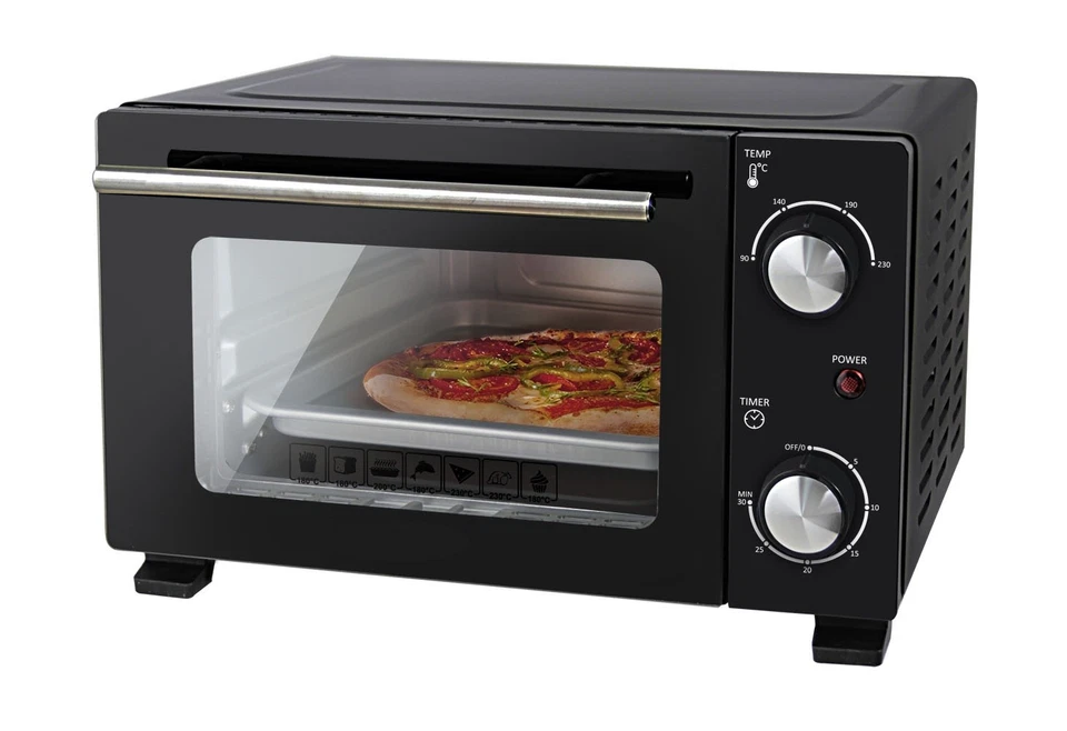 FORNO FORNETTO ELETTRICO 10 LITRI 800W TIMER CON GRIGLIA E TEGLIA COLORE NERO - Immagine 2 di 4