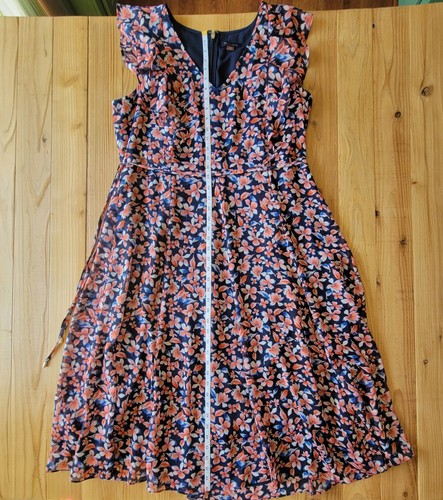Tommy Hilfiger Womens FloralPrint Chiffon Midi Dress FlutterSleeve Vneck Size 16 - Picture 13 of 16