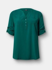  15 Size 6 Torrid Harper Challis Pullover 3/4 Sleeve Blouse Teal Tunic