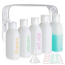 Travel Bottles for Toiletries 5 Pack 3.4Oz Pre-Printed Shampoo