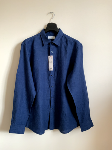 UNIQLO 100% Premium Linen Shirt - Blue - Size XL Extra Large NWT - Picture 3 of 6