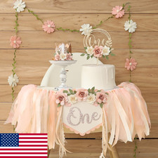 Wildflower 1st Birthday High Chair Banner  Cake Topper - Girl Party Decorations