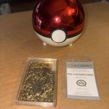 Charizard Pokemon 23K Gold Plated Trading Card 1999 Burger King w Pokeball  COA