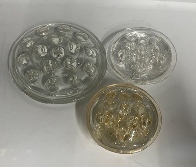 Clear Glass Flower Arranging Frog Holder Kenzan Lot of 3 Different Styles 