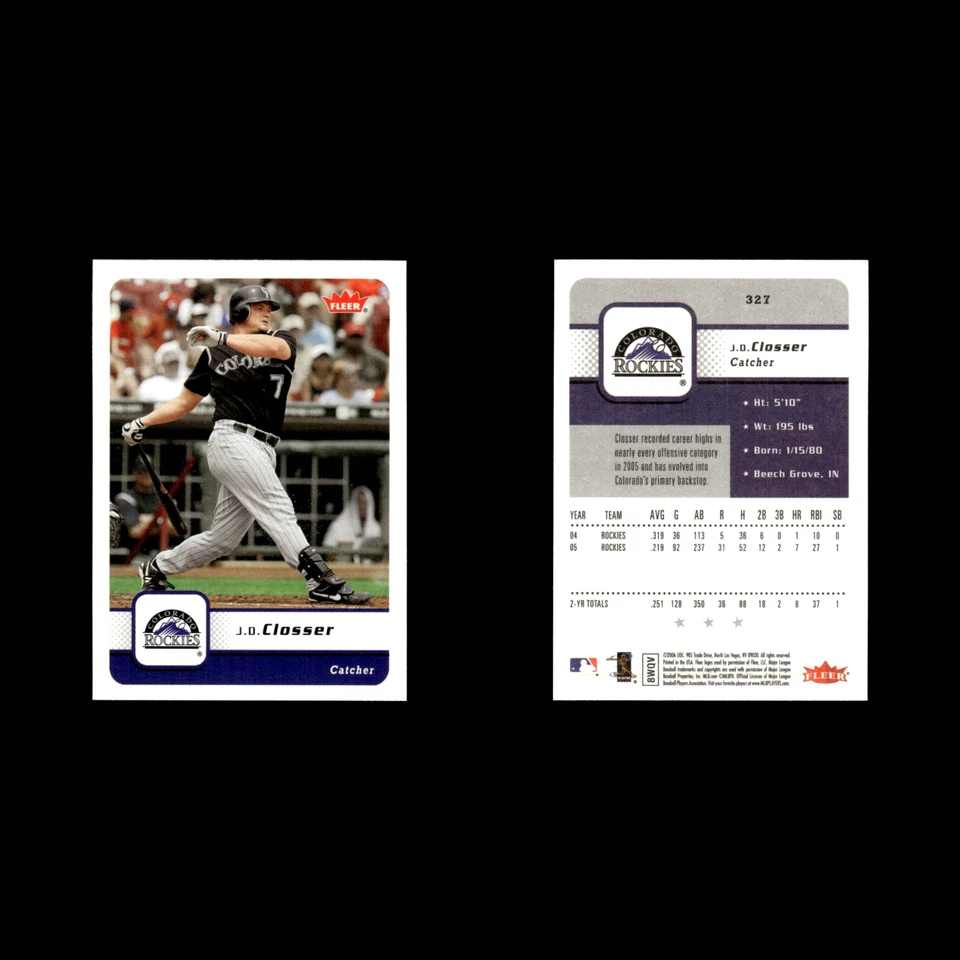 J.D. Closser #327 2006 Fleer Colorado Rockies Baseball Card MLB NM - Image 3 of 3