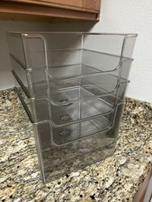 4 Pack New Clear Square Plastic Box Storage Container Organizer Bin