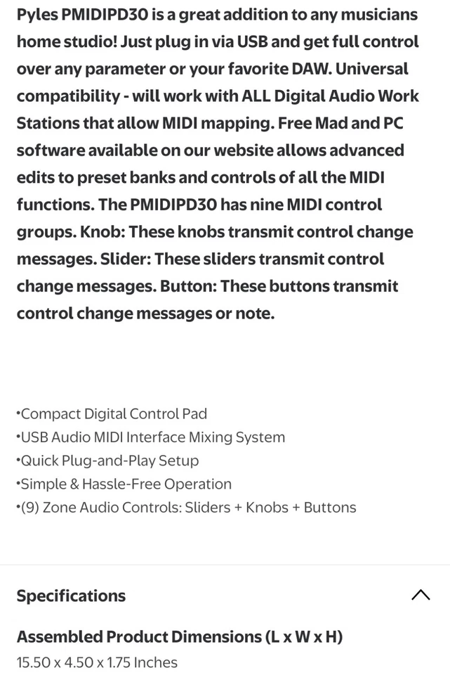 Pyle PMIDIPD30 - RARE MIDI Controller Board - Mini Portable Workstation Ableton - Image 3 of 4