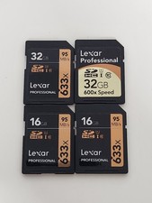Lexar Professional SDHC 32gb,16gb 95mb/s 633x Memory Cards Excellent Condition