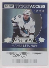 2021 Upper Deck Credentials 2020-21 Debut Ticket Access /999 Maxim Letunov a2t