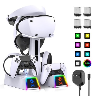 RGB Controller Charging Station for PS VR2 / PS5 / PS5 Edge with 5V/3A Adapte...