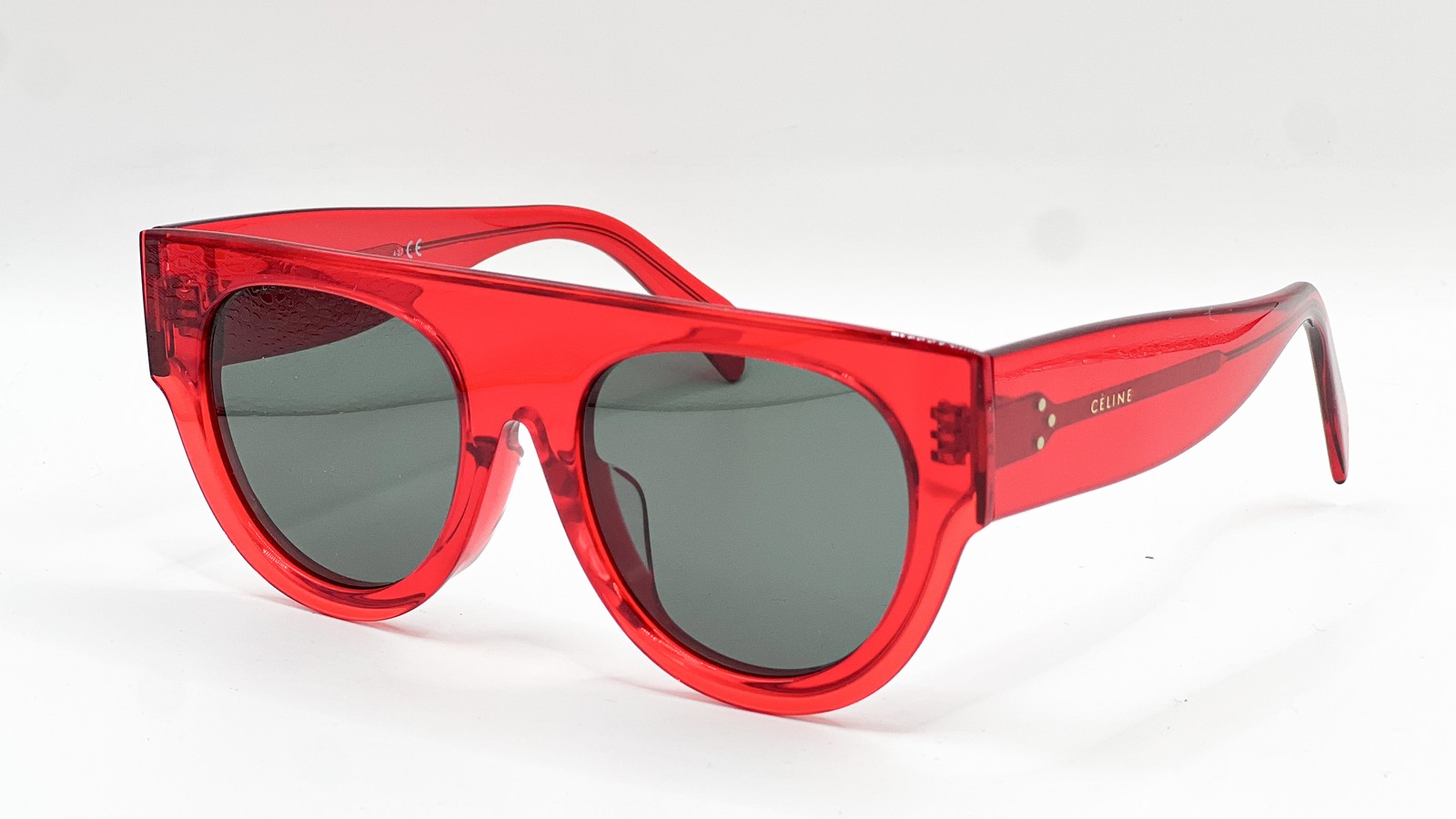 NEW CELINE CL40012F 66N RED TRANSPARENT AUTHENTIC SUNGLASSES 52-19