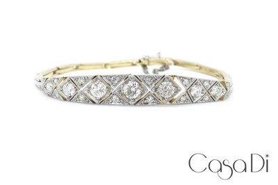 Art Nouveau bracelet around 1915 approx. 2.03ct diamonds 750 18K yellow gold L:18.5cm