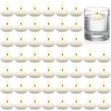 50 Pieces 1. 5 Inch Unscented Floating Candles for Centerpieces Votive Floati...
