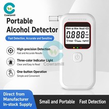 Digital Alcohol Tester w/ Large LCD Voice Broadcast Portable Blowing type White