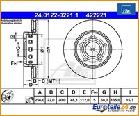 2 St. Bremsscheibe Ate 24.0122-0221.1 FüR Vw Passat Audi A4