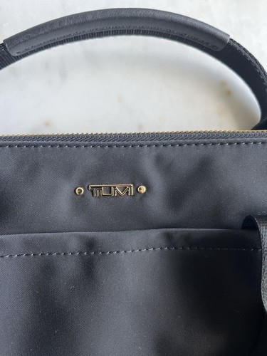 Tumi Black Leather Laptop Bag Briefcase with Shoulder Strap - Photo 6/6