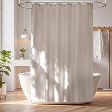 Waterproof Fabric Shower Curtain Liner Khaki with Magnets Brown 72x72 Inch
